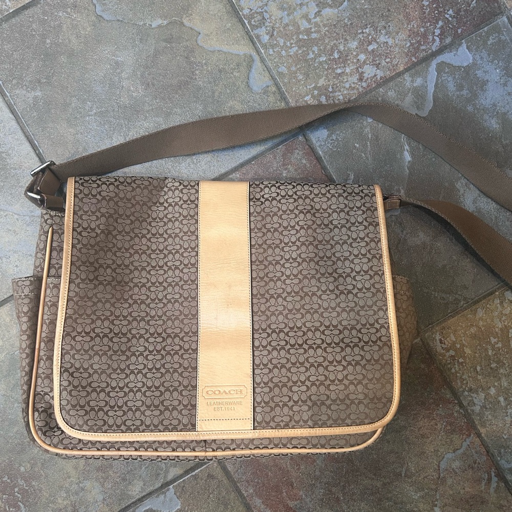 Coach Brown and Tan Men's Bag